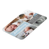 男の赤ちゃん写真のコラージュモダンブルー マグネット (左側)