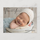 男の赤ちゃん写真の生誕発表葉書 ポストカード (正面)