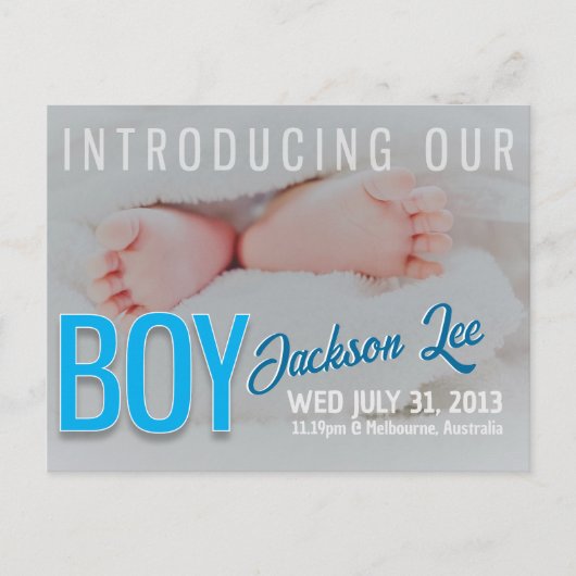 男の赤ちゃん写真はがき 案内ポストカード (正面)