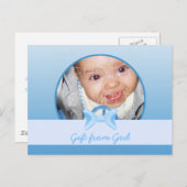 男の赤ちゃん写真ギフトからの神の青い弓バイブル聖句 ポストカード (正面/裏面)