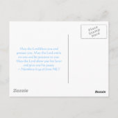 男の赤ちゃん写真ギフトからの神の青い弓バイブル聖句 ポストカード (裏面)