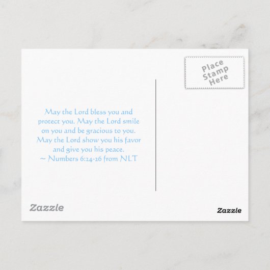 男の赤ちゃん写真ギフトからの神の青い弓バイブル聖句 ポストカード (裏面)