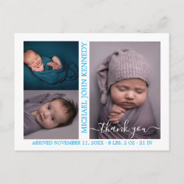 男の赤ちゃん写真コラージュのスクリプトの誕生発表 ポストカード