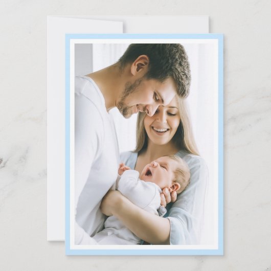 男の赤ちゃん写真コラージュ出生告知モノグラム 案内状 (裏面)