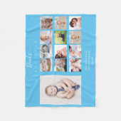 男の赤ちゃん写真コラージュ記念1年目 フリースブランケット (正面)