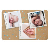 男の赤ちゃん写真コラージュ誕生の統計のお知らせ マグネット (横)