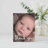 男の赤ちゃん写真サンキュースクリプト誕生 ポストカード (スタンド正面)