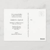 男の赤ちゃん写真サンキュースクリプト誕生 ポストカード (裏面)