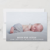 男の赤ちゃん写真シンプルの誕生のお知らせ (正面)