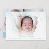 男の赤ちゃん写真モダンスエレガントクリプト名誕生 案内状 (正面/裏面)