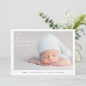 男の赤ちゃん写真モダン名スクリプト誕生 案内状 (スタンド正面)