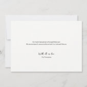 男の赤ちゃん写真モダン名スクリプト誕生 案内状 (裏面)