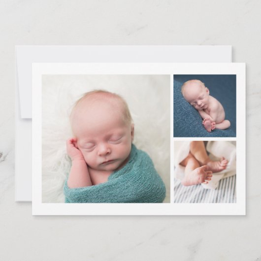 男の赤ちゃん写真リトル天国地球に送信誕生 案内状 (裏面)