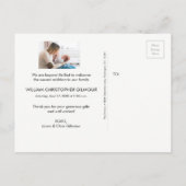 男の赤ちゃん写真名感謝赤ちゃんシャワー 案内ポストカード (裏面)