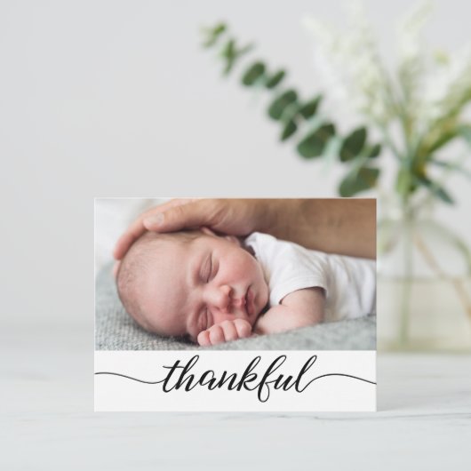 男の赤ちゃん写真名感謝赤ちゃんシャワー 案内ポストカード (スタンド正面)