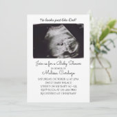 男の赤ちゃん写真超音波ベビーシャワー招待状 招待状 (スタンド正面)