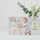 男の赤ちゃん写真1歳の誕生日かわいい ポストカード (スタンド正面)