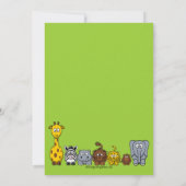 男の赤ちゃん出産のお知らせジャングル動物グリーン 案内状 (裏面)