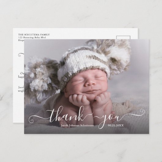 男の赤ちゃん出産のお知らせ写真はがき 案内ポストカード (正面/裏面)