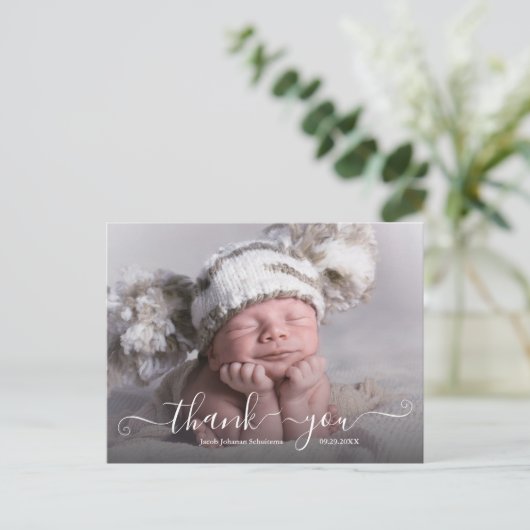 男の赤ちゃん出産のお知らせ写真はがき 案内ポストカード (スタンド正面)