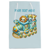 男の赤ちゃん列車のカスタマイズ ミディアムペーパーバッグ (正面)