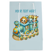 男の赤ちゃん列車のカスタマイズ ミディアムペーパーバッグ (裏面)