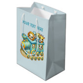 男の赤ちゃん列車のカスタマイズ ミディアムペーパーバッグ (裏面アングル)