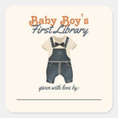 男の赤ちゃん初の図書本をテーマにした赤ちゃんシャワー スクエアシール (正面)