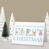 男の赤ちゃん初めてのクリスマスかわいいパーソナライズされた動物 シーズンカード