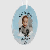 男の赤ちゃん初めてのクリスマスと写真パーソナライズされた付き オーナメント (正面)