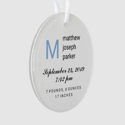 男の赤ちゃん初めてのクリスマスと写真 オーナメント (正面)