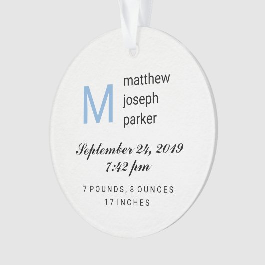 男の赤ちゃん初めてのクリスマスと写真 オーナメント (正面)