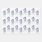 男の赤ちゃん初めてのクリスマスエレファントブルースノー名 ラッピングペーパーシート (正面)