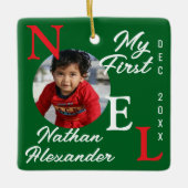 男の赤ちゃん初めてのクリスマスカラフル1st Noel写真 セラミックオーナメント (正面)