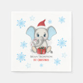 男の赤ちゃん初めてのクリスマスキュートエレファントホリデー スタンダードカクテルナプキン (正面)