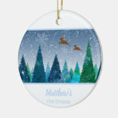 男の赤ちゃん初めてのクリスマススノーフレーク写真 セラミックオーナメント (左)