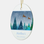 男の赤ちゃん初めてのクリスマススノーフレーク写真 セラミックオーナメント (左)