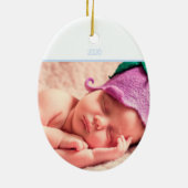 男の赤ちゃん初めてのクリスマススノーフレーク写真 セラミックオーナメント (裏面)