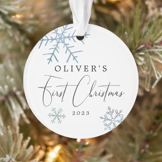 男の赤ちゃん初めてのクリスマススモダンクリプト写真 オーナメント