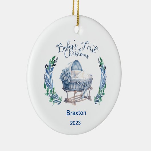 男の赤ちゃん初めてのクリスマスセラミックオーナメント セラミックオーナメント (右)
