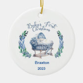 男の赤ちゃん初めてのクリスマスセラミックオーナメント セラミックオーナメント (正面)