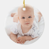 男の赤ちゃん初めてのクリスマステディベアウッドスノー セラミックオーナメント (裏面)