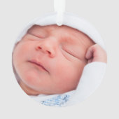 男の赤ちゃん初めてのクリスマスフォトスノーフレーク オーナメント (裏面)