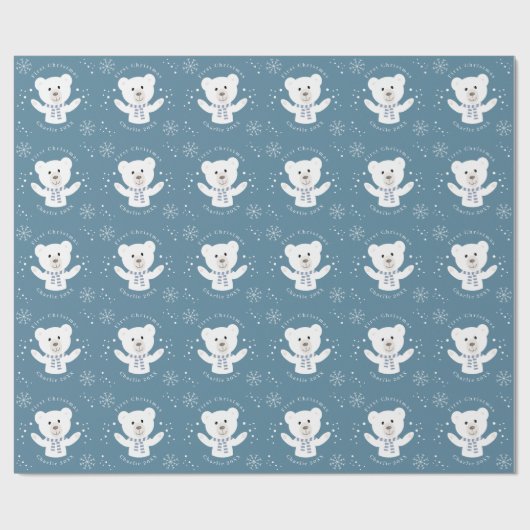 男の赤ちゃん初めてのクリスマスポーラベアブルー ラッピングペーパー (フラット)