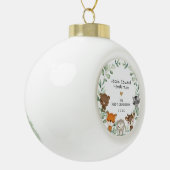 男の赤ちゃん初めてのクリスマス森林緑化動物 セラミックボールオーナメント (左)