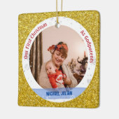 男の赤ちゃん初めてのクリスマスGodparents 2枚 セラミックオーナメント (左)