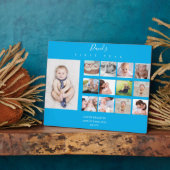 男の赤ちゃん初年度フォトコラージュ12ヶ月ブルー フォトプラーク (側面)