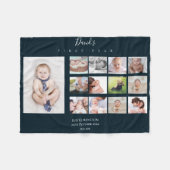 男の赤ちゃん初年度写真コラージュキープ酒海軍 フリースブランケット (正面(横))