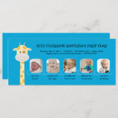 男の赤ちゃん初誕生日年 招待状 (正面/裏面)