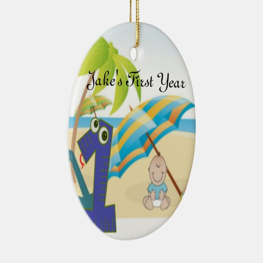 男の赤ちゃん初誕生日 セラミックオーナメント (右)
